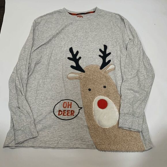 Holiday Time "Oh Deer" Long Sleeve T Shirt - Picture 1 of 7